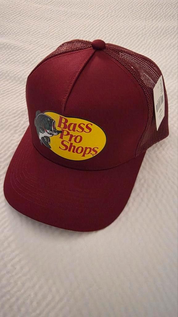 Bass Pro Shops Trucker Pet / Cap Bordeaux rood, Kleding | Heren, Hoeden en Petten, Nieuw, Pet, One size fits all, Ophalen of Verzenden