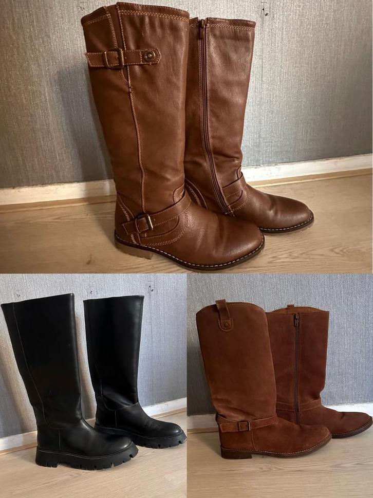 3 paar dameslaarzen,maat 38 worden als set verkocht voor €45, Kleding | Dames, Schoenen, Zo goed als nieuw, Hoge laarzen, Zwart