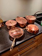 5 Delige zware koperen Pannenset compleet, Ophalen of Verzenden, Gebruikt, Overige materialen, Pannenset