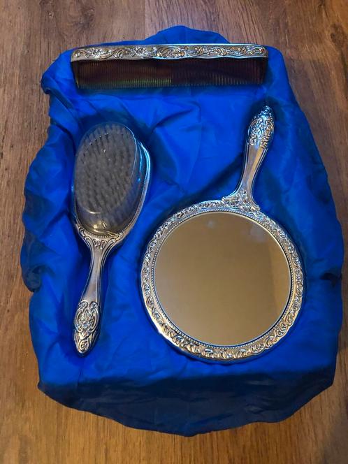 Antieke Zilveren Kaptafel Set, Antiek en Kunst, Antiek | Spiegels, Minder dan 50 cm, Minder dan 100 cm, Overige vormen, Ophalen of Verzenden