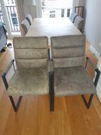 6 eetkamerstoelen industrieel suèdelook Olijfgroen zwart fr, Ophalen, Gebruikt, Overige kleuren, Stof