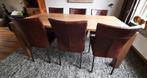 Eettafel met 6 stoelen - Leer, Huis en Inrichting, Stoelen, Ophalen, Bruin, Modern, Vijf, Zes of meer stoelen