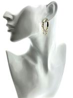 Bicolor Gouden Creolen Bedeltjes Cubic Zirkonia - 3 cm, Hangers, Onbekend, Ophalen of Verzenden, Zo goed als nieuw