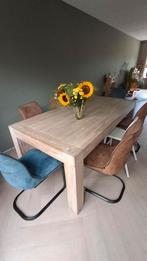 Gratis! Massief Eiken Eettafel 200x100cm, Ophalen, Gebruikt, Eikenhout, 50 tot 100 cm