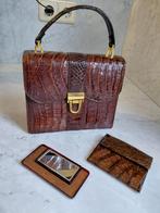 Vintage Bruin croco leren handtas met croco portemonnee, Sieraden, Tassen en Uiterlijk, Tassen | Damestassen, Ophalen of Verzenden