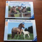 2x Ravensburger Puzzel Paarden 500 st. Z.g.a.n. 8 jr., Ophalen of Verzenden, 500 t/m 1500 stukjes, Zo goed als nieuw, Legpuzzel