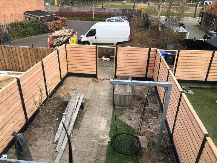 Hout-Beton Schutting v.a. €110 p/m incl plaatsen., Tuin en Terras, Schuttingen, Zo goed als nieuw, Minder dan 3 meter, Ophalen of Verzenden