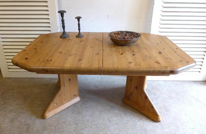 prachtige deense uitschuifbare brutalistische  eettafel, Huis en Inrichting, Tafels | Eettafels, Zo goed als nieuw, 50 tot 100 cm