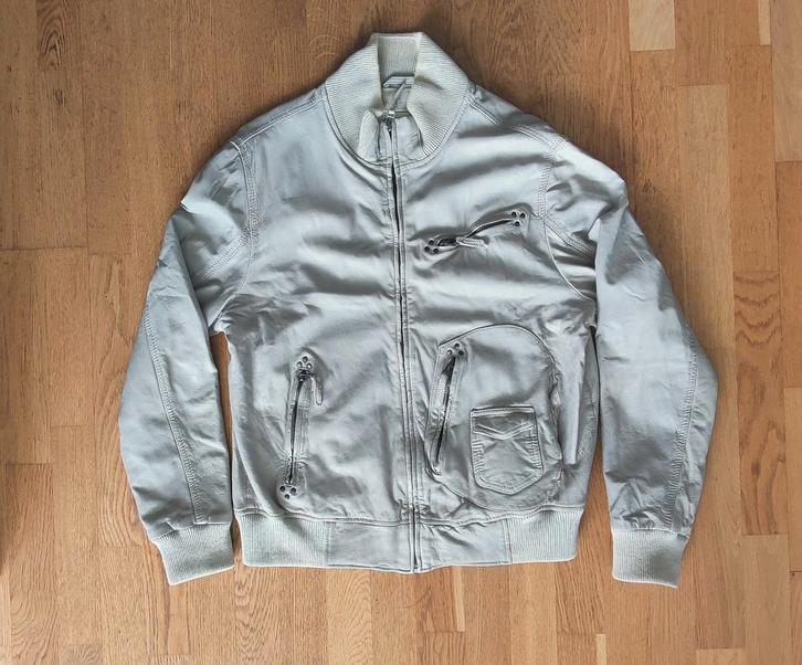 Pepe Jeans London,  leren jack - L, Kleding | Heren, Jassen | Zomer, Zo goed als nieuw, Maat 52/54 (L), Wit, Ophalen of Verzenden