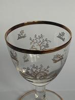 4 Mid Century gegraveerde glaasjes gouden rand jaren 50, Ophalen of Verzenden