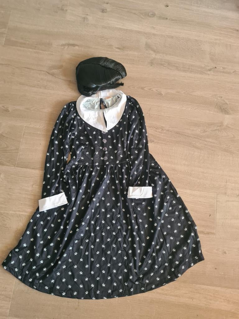 Wednesday jurk en pruik nieuw ong maat 158 164, Kinderen en Baby's, Ophalen, Nieuw, 158 t/m 164, Meisje