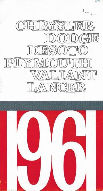 Brochure Chrysler Dodge Desoto Plymouth Valliant Lancer.'61 beschikbaar voor biedingen