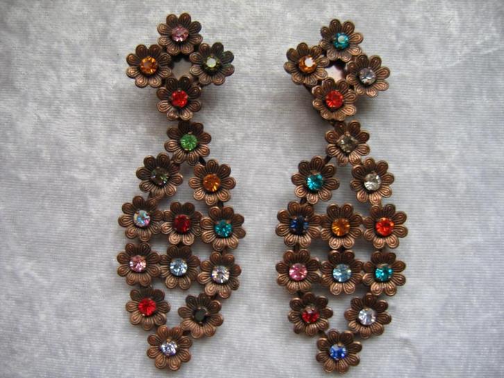Prachtige Exclusieve Super Lang Oorclips van Brons - Scooter, Sieraden, Tassen en Uiterlijk, Antieke sieraden, Oorbellen, Brons
