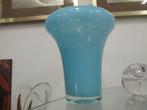 zware vaas jaren 60 70 design retro blauw glas Murano, Minder dan 50 cm, Glas, Blauw, Gebruikt