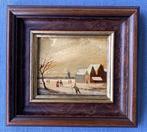 Antiek - Winterlandschap met schaatsers - initialen CK ?, Antiek en Kunst, Kunst | Schilderijen | Klassiek, Ophalen of Verzenden