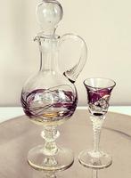 VINTAGE TIFFANY STIJL KRISTALLEN LIKEURSET, Antiek en Kunst, Antiek | Glas en Kristal, Ophalen of Verzenden