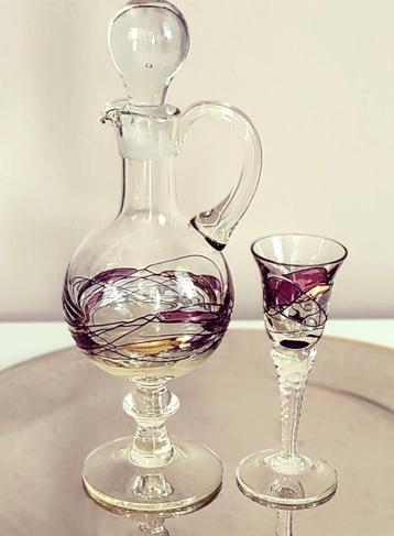 VINTAGE TIFFANY STIJL KRISTALLEN LIKEURSET beschikbaar voor biedingen