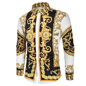 Heren barok overhemd 2 luxe gouden kamp shirt zwart wit beschikbaar voor biedingen