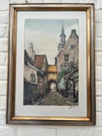 Ets steeg in oude Brussel, Antiek en Kunst, Ophalen of Verzenden