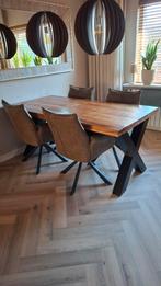 Mango eetkamertafel met stoelen., Ophalen, 50 tot 100 cm, Zo goed als nieuw, 150 tot 200 cm