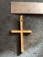 Mooi zwaar goud verguld double kruis hanger., Overige materialen, Gebruikt, Verzenden, Kruis of Symbool