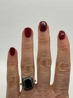 C276 Prachtige vintage zilveren ring onyx markasiet maat 19, Ophalen of Verzenden, Zilver, Ring, Met edelsteen