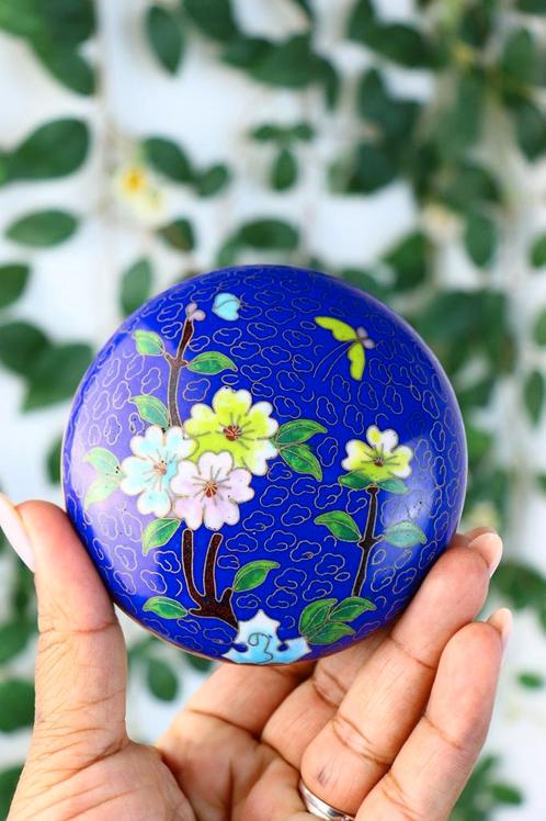 Vintage cloisonné dekseldoosje handgemaakt, Huis en Inrichting, Woonaccessoires | Overige, Zo goed als nieuw, Ophalen of Verzenden
