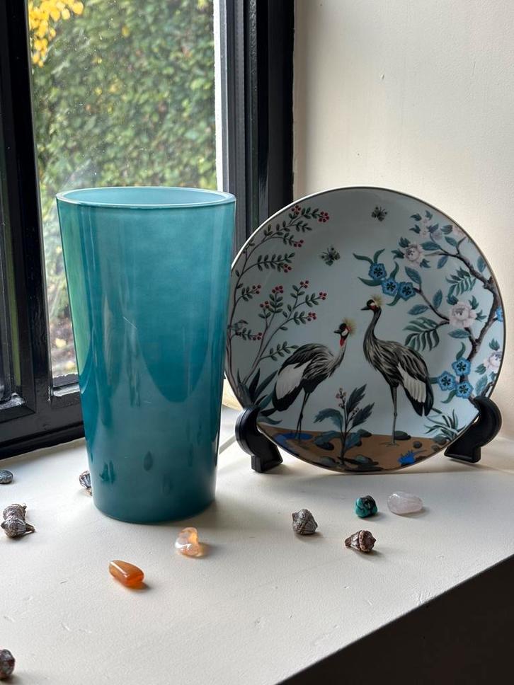 Vintage glazen lamp IKEA, Gavik, tafellamp, schemerlamp, Huis en Inrichting, Lampen | Tafellampen, Zo goed als nieuw, Minder dan 50 cm