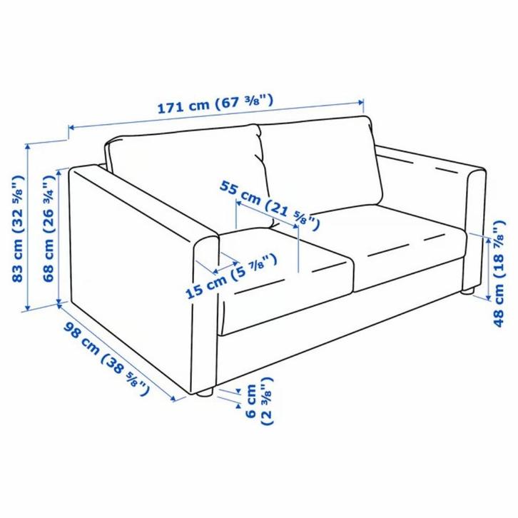 Ikea 2-zits bankje Vimle - Gunnared middengrijs, Huis en Inrichting, Banken | Bankstellen, Zo goed als nieuw, Rechte bank, Tweepersoons