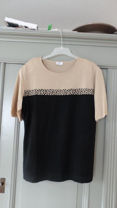 Frankenwalder zand/zwart gebreid truitje, maat 46, Kleding | Dames, Truien en Vesten, Zo goed als nieuw, Maat 46/48 (XL) of groter