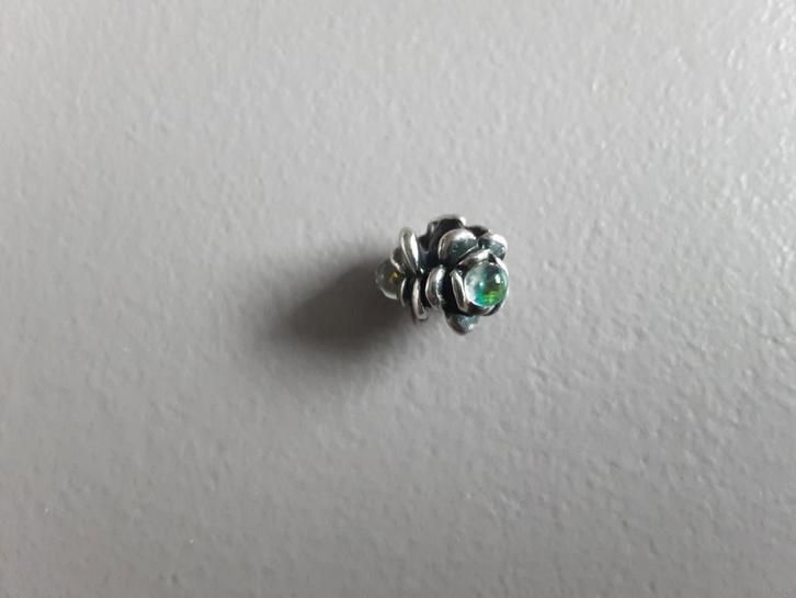 Zilveren trollbeads kraal 3 bloemen discroid glas, Sieraden, Tassen en Uiterlijk, Bedels, Zo goed als nieuw, Trollbeads, Zilver