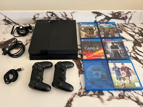 PlayStation 4 met 2 controllers + 6 Games, Spelcomputers en Games, Spelcomputers | Sony PlayStation 4, Gebruikt, Original, 500 GB