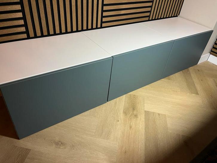 3x IKEA Besta kast blauw, Huis en Inrichting, Kasten | Dressoirs, Gebruikt, 50 tot 100 cm, 25 tot 50 cm, Met deur(en), Kunststof