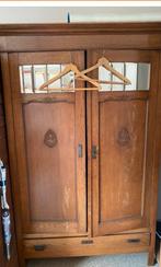 Antieke kledingkast met spiegeldeuren, Ophalen, Gebruikt, 100 tot 150 cm, Met lade(s)