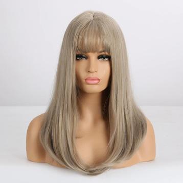 Asblonde Steile Pruik Met Pony Haar Dames Vrouwen Blonde beschikbaar voor biedingen