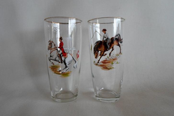 Vintage Glazen Paarden, Verzamelen, Glas en Borrelglaasjes, Zo goed als nieuw, Bierglas, Ophalen of Verzenden