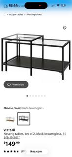 IKEA Glazen Bijzettafel, Huis en Inrichting, Ophalen, Minder dan 45 cm, Minder dan 55 cm, Rechthoekig