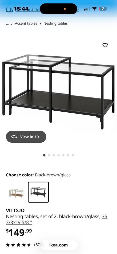 IKEA Glazen Bijzettafel, Huis en Inrichting, Tafels | Bijzettafels, Zo goed als nieuw, Rechthoekig, Minder dan 45 cm, Minder dan 55 cm