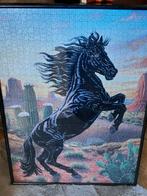 Ingelijste Flokati puzzel steigerende Mustang 1000 stukjes, Ophalen, 500 t/m 1500 stukjes, Zo goed als nieuw, Legpuzzel