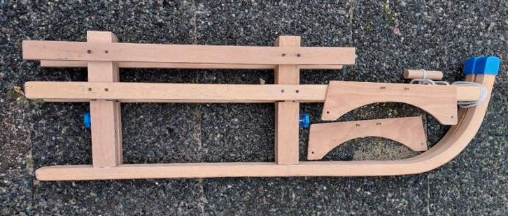 Opvouwbare houten Slee, makkelijk mee naar wintersport, Sport en Fitness, Skiën en Langlaufen, Zo goed als nieuw, Overige typen