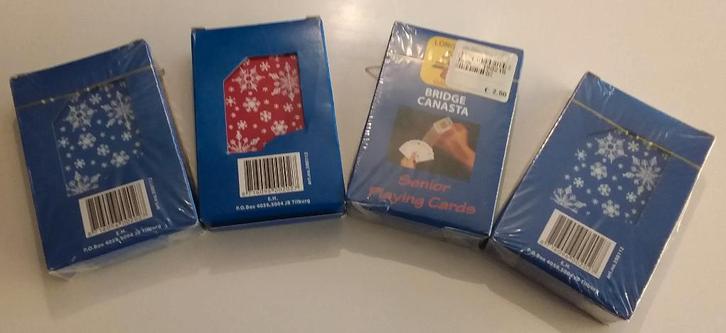 4 pakken spelkaarten – NIEUW, Hobby en Vrije tijd, Gezelschapsspellen | Kaartspellen, Nieuw, Een of twee spelers, Drie of vier spelers