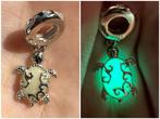Zilveren bedel schildpad glow in the dark, Sieraden, Tassen en Uiterlijk, Bedels, Overige merken, Verzenden, Nieuw, 1 bedel