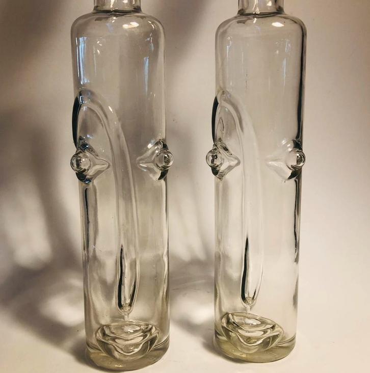 Grappige glazen likeurflessen met gezichten erop, Verzamelen, Glas en Borrelglaasjes, Zo goed als nieuw, Overige typen, Verzenden