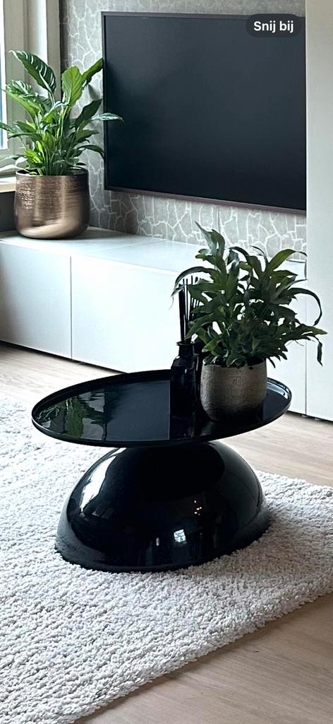 Zwarte Ronde Salontafel - Metaal - 60cm, Huis en Inrichting, Tafels | Bijzettafels, Gebruikt, Rond, Minder dan 45 cm, Minder dan 55 cm