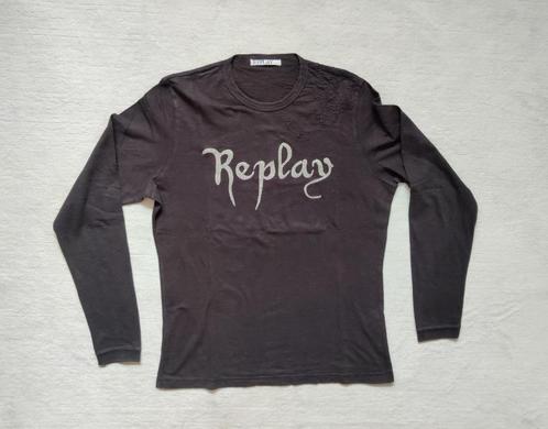 Replay longsleeve zwart met zilverkleurige letters maat XL, Kleding | Heren, T-shirts, Zo goed als nieuw, Maat 56/58 (XL), Zwart