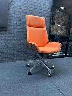 Bureau stoel, hout met kunst leder ORANJE  van kleur., Ophalen, Nieuw, Oranje, Bureaustoel