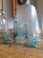 Antieke inktpotjes en flesjes blauw, Ophalen of Verzenden