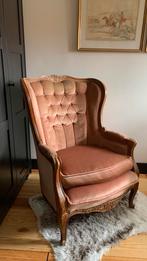 Queen Anne stijl oorfauteuil stoel oud roze, Ophalen, Gebruikt, Minder dan 75 cm, 50 tot 75 cm