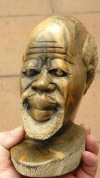 Negroïde mannenhoofd - serpentijnsteen, Ophalen of Verzenden