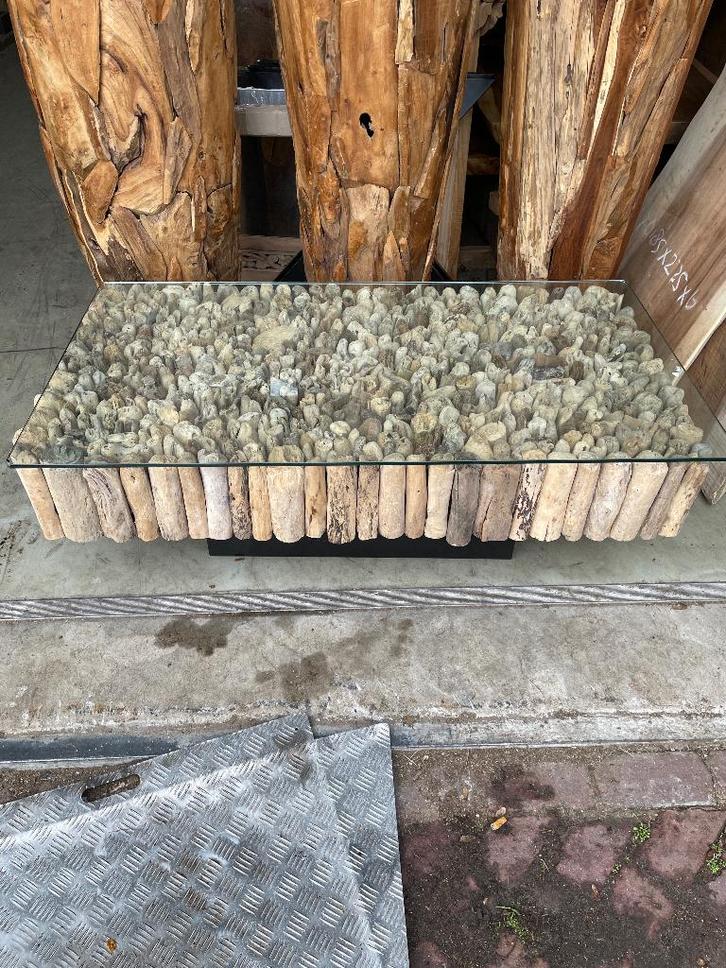 Unieke salontafel teak root organisch suar, Huis en Inrichting, Tafels | Salontafels, Nieuw, Minder dan 50 cm, 50 tot 100 cm, 100 tot 150 cm